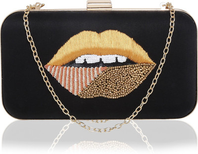 

Bagclan Embroidered clutch Black Sling Bag(Black, 2 L)