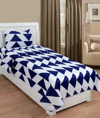 Devansh Creations 140 TC Cotton Single Printed Flat Bedsheet(Pack of 1, Blue)