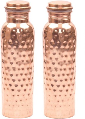 AYUR PATRA Copper Bottle, Hammered Design 950 ml Bottle SET OF 2 950 ml Bottle(Pack of 2, Brown, Copper)