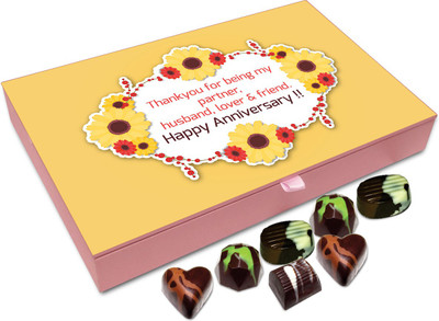 

Chocholik Gift Box - Thank you For Being My Partner, Husband & Friend. Happy Anniversary Chocolate Box - 12pc Truffles(144 g)