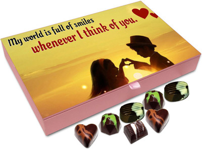 

Chocholik Gift Box - My World Is Full Of Smiles Whenever I Think Of You Chocolate Box - 12pc Truffles(144 g)