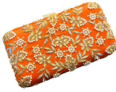

Craftbazaar Party Orange Clutch