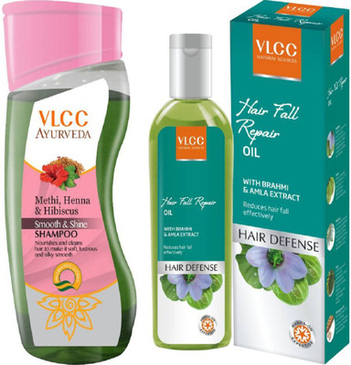 

VLCC Smooth & Shine Shampoo 100ml + Hair fall repair oil 100ml(Set of 2)