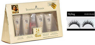 

styling Eyelashes & Shahnaz Husain 24 Carat Gold Facial Kit(Set of 2)