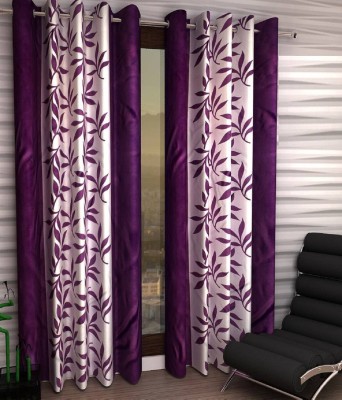 Phyto Home 153 cm (5 ft) Polyester Semi Transparent Window Curtain (Pack Of 2)(Self Design, Purple)