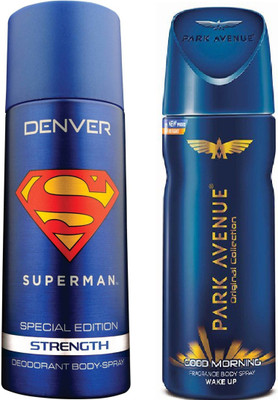 

Denver SUPERMAN STRENGTH & PARK AVENUE GOOD MORNING Deodorant Spray - For Men(300 ml, Pack of 2)