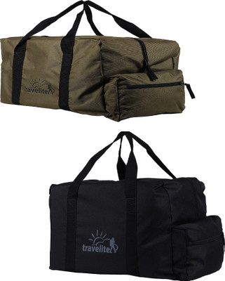 

Travelite (Expandable) Polyster Military Green & Black Duffle Bag Combo Pack Of 2 (55 L) Travel Duffel Bag(Black)