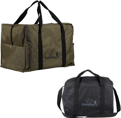 

Travelite (Expandable) Polyster Milltary Green & Black Duffle Bag Combo Pack Of 2 ( 55 L + 35 L ) Travel Duffel Bag(Black)