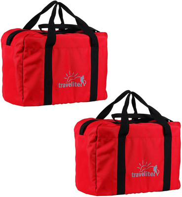 

Travelite (Expandable) Polyster Red Duffle Bag Combo Pack Of 2 - (35 L) Travel Duffel Bag(Red)