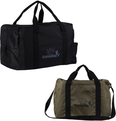 

Travelite (Expandable) Polyster Black & Military Green Duffle Bag Combo Pack Of 2 ( 55 L + 35 L ) Travel Duffel Bag(Green)