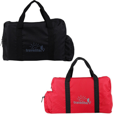 

Travelite (Expandable) Polyster Black & Red Duffle Bag Combo Pack Of 2 - (55 L) Travel Duffel Bag(Red)