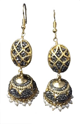 Kanishk Creations Black Zircon Jhumki Alloy Jhumki Earring