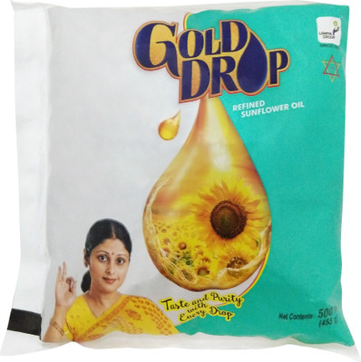 Gold Drop Refined Sunflower Oil Pouch(500.0 ml)