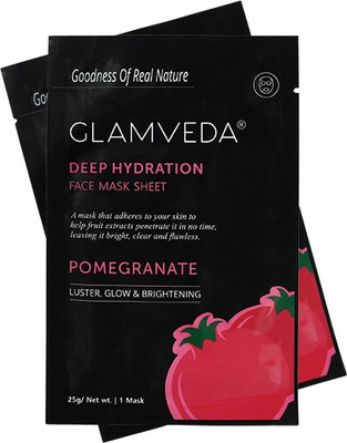 

Glamveda Pomegranate Luster & Radiance Face Sheet Mask Pack Of 2(50 g)