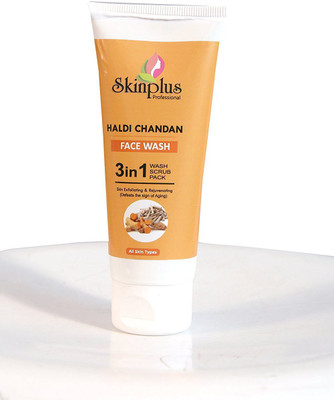 

Skinplus Professional 3 IN 1 Haldi Chandan Face Wash Scrub and Pack Skin Exfoilating & Rejuvenating Face Wash(100 g)