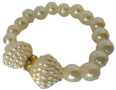 

Pooja Trendz 2 Pcs Cream Color Beads Bracelet Band. Rubber Band(Gold)