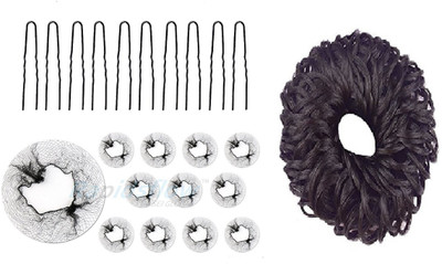 

Rapidsflow™ Bun Cover / Bun Decoration Juda Pin, Juda Net And Juda Band Hair Pin, Rubber Band(Brown)