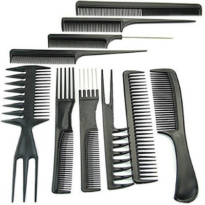 

MK 10 PCs Hair Cut Styling Hairdressing Barbers Combs Brush Set