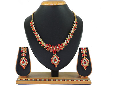 VATSALYA creation Alloy Gold-plated Red Jewellery Set(Pack of 1)