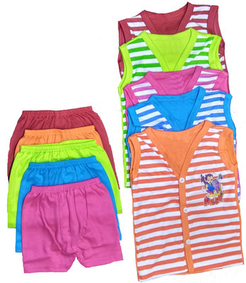 Baby Blossom Baby Boys & Baby Girls Casual T-shirt Shorts(Multicolor)