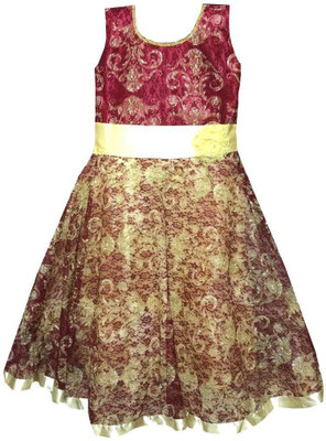 

All About Pink Girls Maxi/Full Length Party Dress(Maroon, Sleeveless