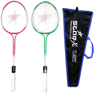 

Star X Double Shaft MultiColor Dadminton Racket with Cover Badminton Kit