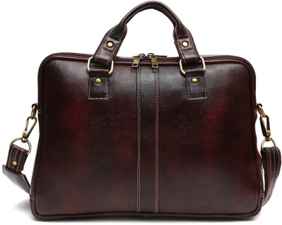 

Herbalife Nutrition 15 inch Leather Laptop Bag Large Briefcase - For Men & Women(Brown)