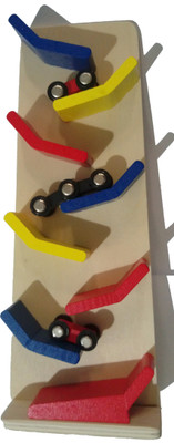 

Crafts India Wooden Slippery Cars gravity track set. 12 X 4.5 INCHES(Multicolor)