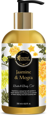 

Oriental Botanics Bath & Body Oil (Jasmine & Mogra) No Mineral Oil, Silicon or Paraben(200 ml)