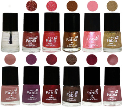 

Fabia Exclusive Nail Polish (Set of 12 Pcs) topcoat-Jerry Wine-Jerry Pink-Dark Golden-Jerry Peach-Light Golden-Nude-Brinjal Purple-Maroon-Dark Brown-Royal Red-Lip(Pack of 12)