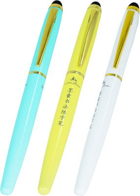 

Dikawen Exclusive Slim Nib With Smart Phone Stylus, Light Weight and Smooth Fountain Pen(Pack of 3)