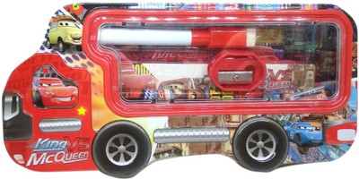 

IndusBay Cars Cartoon Theme Art Metal Pencil Box(Set of 1, Red)