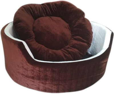 

Hiputee BROWN-WHITE_VELVET_11562_Medium M Pet Bed(BROWN, WHITE)