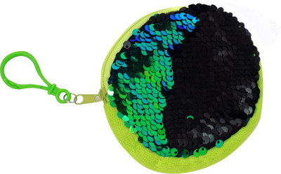 

Majik New Arrival Reversible Round Glitter Hand Bag Pouch(Green)