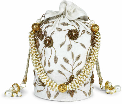 

The Purple Sack Eleganza floral potli Potli(Beige)