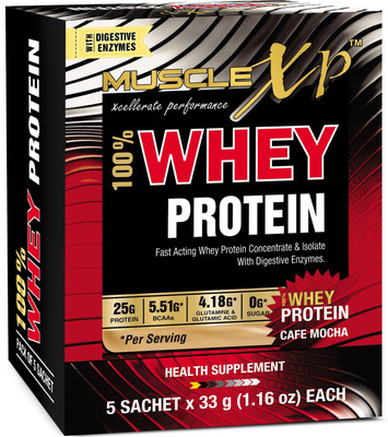 

MuscleXP Whey Protein 1 Serving (Pack of 5) - With Digestive Enzymes Whey Protein(33 g, Cafe Mocha)