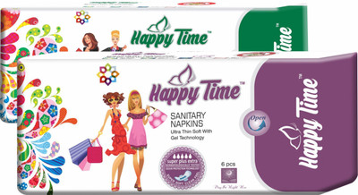 Happy Time Combo 280 Ultra Sanitary Pads (6 pcs) & 320 Maxi Sanitary Pads (7 pcs) Sanitary Pad(Pack of 13)