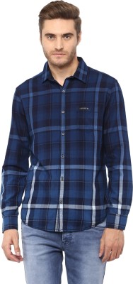 mufti-men-checkered-casual-blue-shirt-1