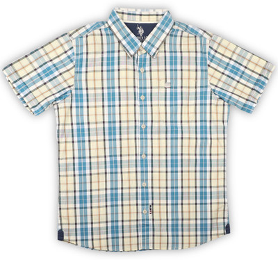 

US Polo Kids Boys Checkered Casual Multicolor Shirt, Lt. yellow