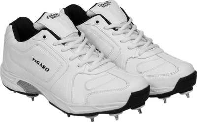 

Zigaro RADIANT WHITE FULL SPIKES Cricket Shoes For Men(White, Black