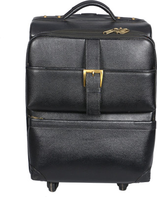

OBANI Genuine Leather Trolley bag Small Travel Bag - Medium(Black)