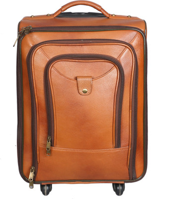 

OBANI Genuine Leather Trolley bag Small Travel Bag - Medium(Tan)