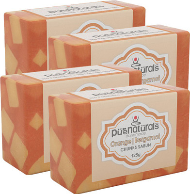 

Pure Naturals Chunks Soap Orange | Bergamot - 125g-Set of 3(125 g, Pack of 4)