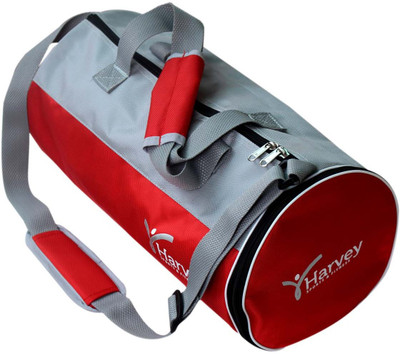 

HARVEY SPORTS & FITNESS HARVEY-BLU-ROYAL-GYM-BAG Gym Bag - Smart Waterproof Gym Bag Round Sports Duffel Bag with Shoe Compartment Travel Sports Bag(Red, Kit Bag, Red-grey