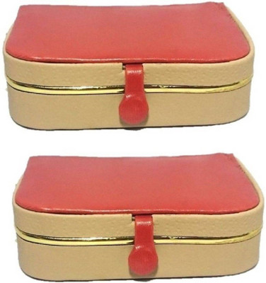 

shivanshshine Pack of 2 Pieces women men ring box Travel Storage case Jewellery Vanity Box Jewellery Storage Vanity Box(Maroon, Gold)