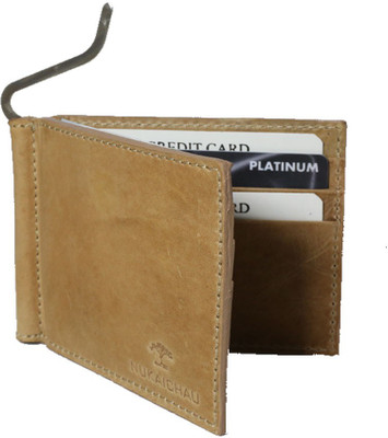 

NUKAICHAU Men Black Genuine Leather Money Clip(7 Card Slots), Khaki
