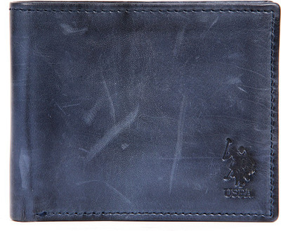 

U.S. Polo Assn Men Blue Genuine Leather Wallet(8 Card Slots), Navy