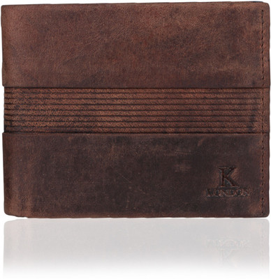 K London Men Brown Genuine Leather Wallet(4 Card Slots)