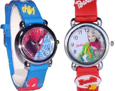 

RedDiamond Blue Spiderman and Red Barbie Kids combo Watch - For Boys & Girls