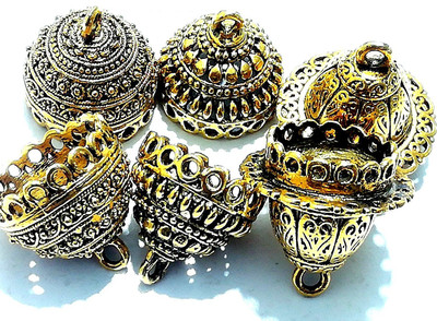 

GOELX Jhumka/Jimki Antique Gold Metal DIY Base designer earring making component accessories - Combo 5 !!